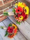 Sunflower Gerbera Daisy Red Orange Bouquet